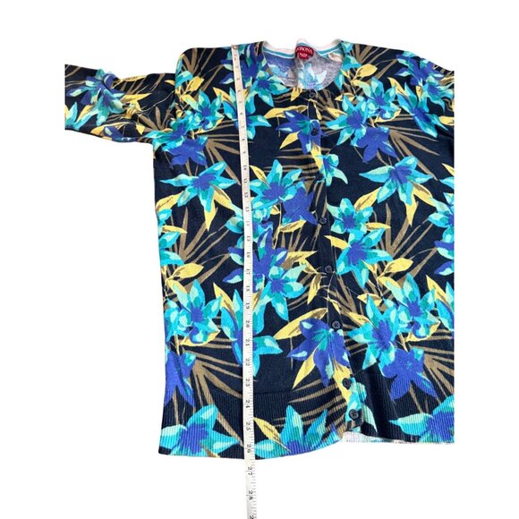Merona Womens Blue Floral Cardigan Sweater XL - Picture 12 of 16